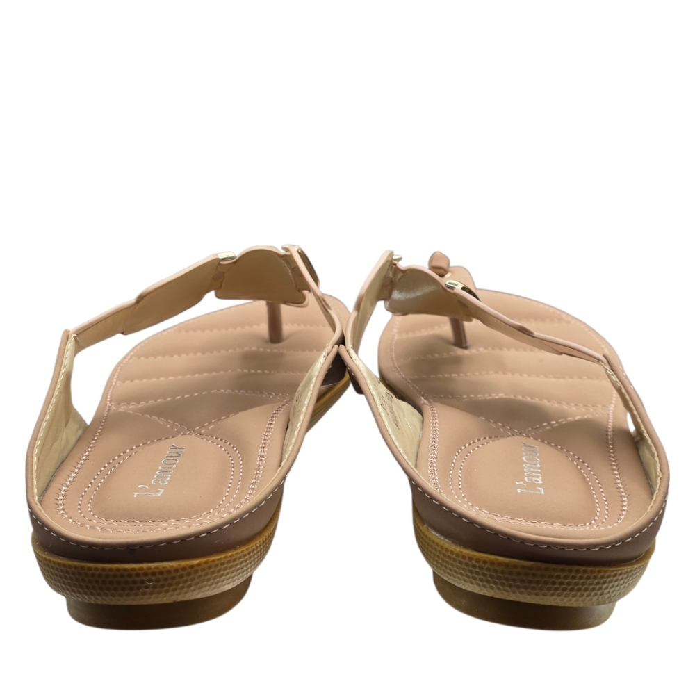 L’amour EU 39 Tan Marbled Stone Luxe Thong Sandals - Picture 6 of 8